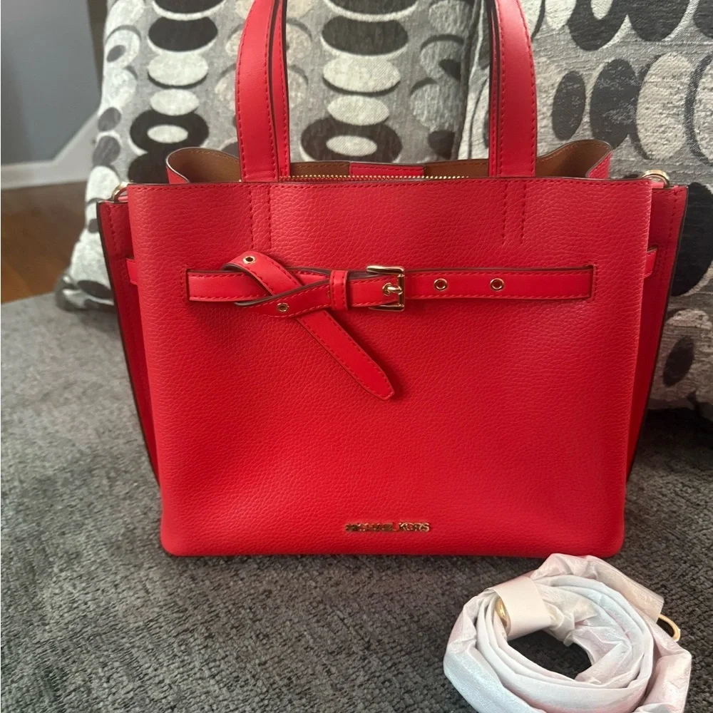 NWT- Michael Kors Red Satchel with Gold Hardware